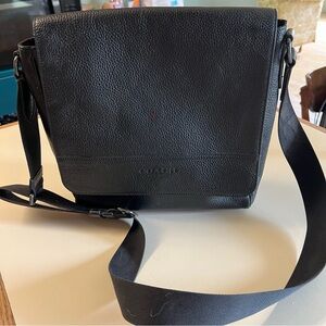 Coach Black Crossbody Bag with Textured Leather and Adjustable Strap